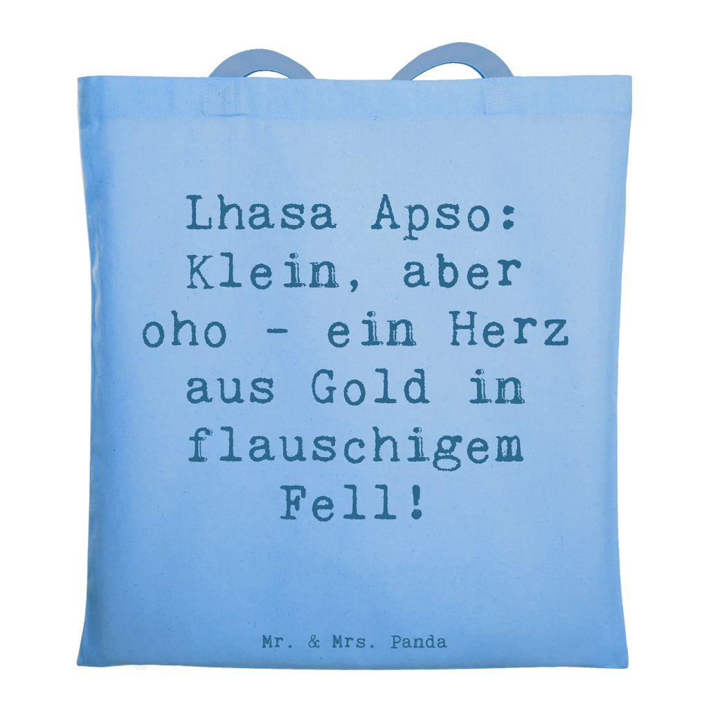 Tote bag Saying Lhasa Apso: Klein, aber oho - ein Herz aus Gold in flauschigem Fell! Beuteltasche, Beutel, Einkaufstasche, Jutebeutel, Stoffbeutel, Tasche, Shopper, Umhängetasche, Strandtasche, Schultertasche, Stofftasche, Tragetasche, Badetasche, Jutetasche, Einkaufstüte, Laptoptasche, Hund, Hunderasse, Rassehund, Hundebesitzer, Geschenk, Tierfreund, Schenken, Welpe