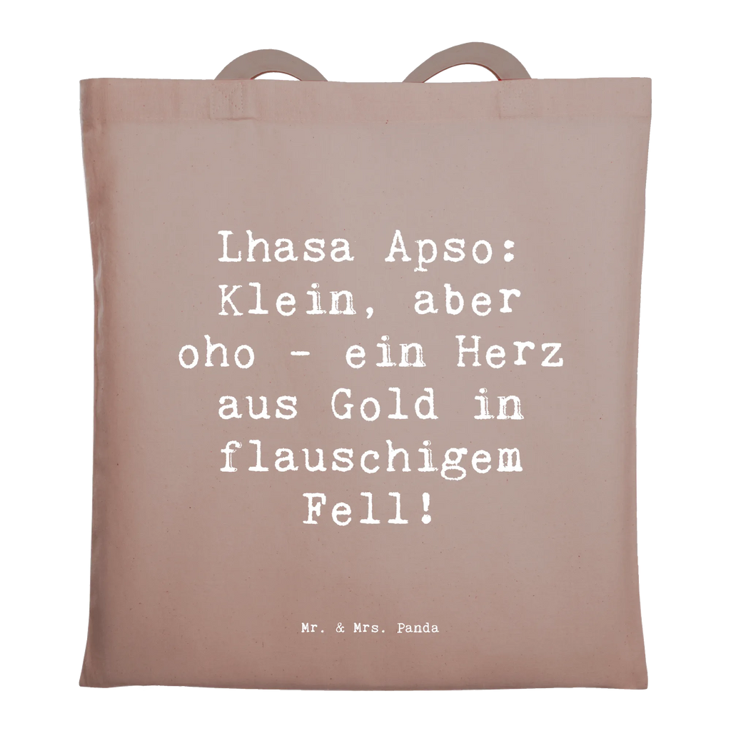 Tote bag Saying Lhasa Apso: Klein, aber oho - ein Herz aus Gold in flauschigem Fell! Beuteltasche, Beutel, Einkaufstasche, Jutebeutel, Stoffbeutel, Tasche, Shopper, Umhängetasche, Strandtasche, Schultertasche, Stofftasche, Tragetasche, Badetasche, Jutetasche, Einkaufstüte, Laptoptasche, Hund, Hunderasse, Rassehund, Hundebesitzer, Geschenk, Tierfreund, Schenken, Welpe