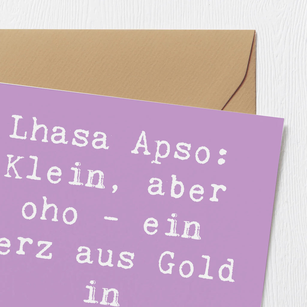 Deluxe Card Saying Lhasa Apso: Klein, aber oho - ein Herz aus Gold in flauschigem Fell! Geburtstagskarte, Hochzeitskarte, Hochwertige Grußkarte, Einladungskarte, Hochwertige Klappkarte, Glückwunschkarte, Karte, Grußkarte, Klappkarte, Hund, Hunderasse, Rassehund, Hundebesitzer, Geschenk, Tierfreund, Schenken, Welpe