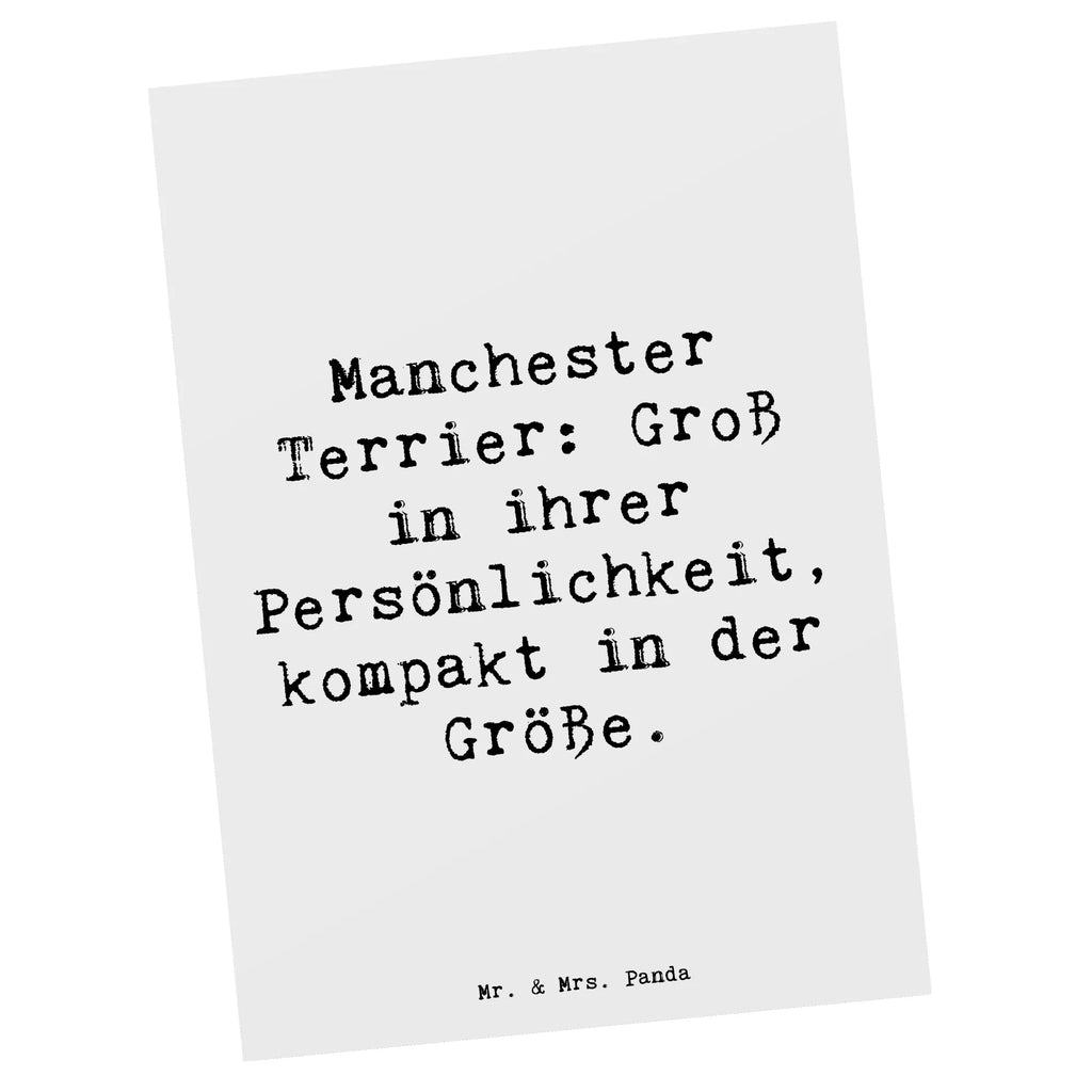 Postcard Saying Manchester Terrier: Groß in ihrer Persönlichkeit, kompakt in der Größe. Karte, Dankeskarte, Einladung Geburtstag, Einladung, Einladungskarte, Geburtstagskarte, Ansichtskarte, Geschenkkarte, Grußkarte, Einladungskarten Geburtstag, Postkarte, Ansichtskarten, Hund, Hunderasse, Rassehund, Hundebesitzer, Geschenk, Tierfreund, Schenken, Welpe
