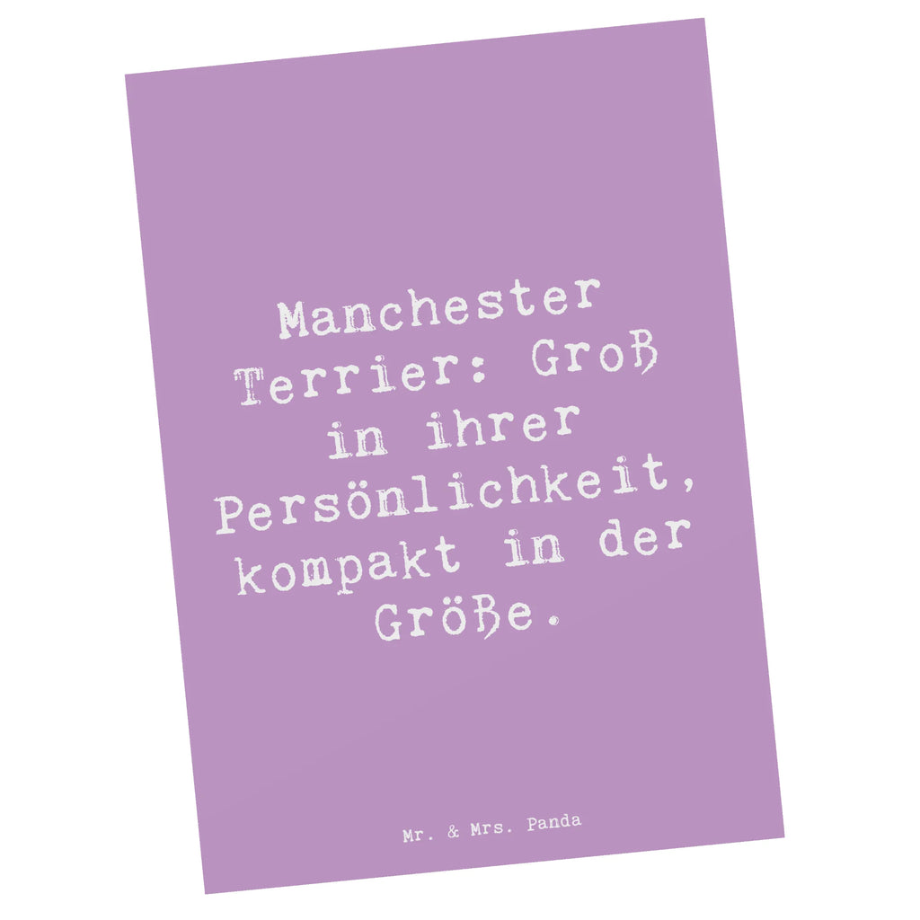 Postcard Saying Manchester Terrier: Groß in ihrer Persönlichkeit, kompakt in der Größe. Karte, Dankeskarte, Einladung Geburtstag, Einladung, Einladungskarte, Geburtstagskarte, Ansichtskarte, Geschenkkarte, Grußkarte, Einladungskarten Geburtstag, Postkarte, Ansichtskarten, Hund, Hunderasse, Rassehund, Hundebesitzer, Geschenk, Tierfreund, Schenken, Welpe