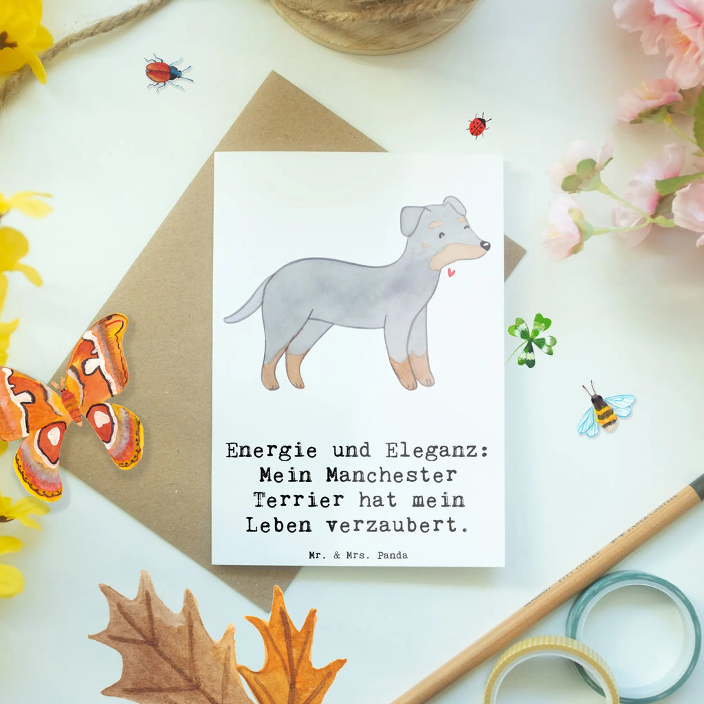 Greetings card Energie und Eleganz: Mein Manchester Terrier hat mein Leben verzaubert. Einladungskarte, Geburtstagskarte, Karte, Grußkarte, Ansichtskarten, Klappkarte, Glückwunschkarte, Hochzeitskarte, Hund, Hunderasse, Rassehund, Hundebesitzer, Geschenk, Tierfreund, Schenken, Welpe