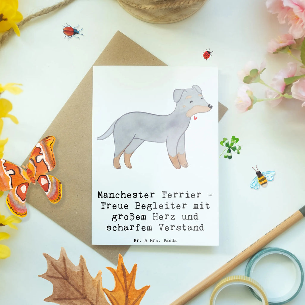 Greetings card Manchester Terrier - Treue Begleiter mit großem Herz und scharfem Verstand Geburtstagskarte, Grußkarte, Glückwunschkarte, Hochzeitskarte, Karte, Ansichtskarten, Einladungskarte, Klappkarte, Hund, Hunderasse, Rassehund, Hundebesitzer, Geschenk, Tierfreund, Schenken, Welpe