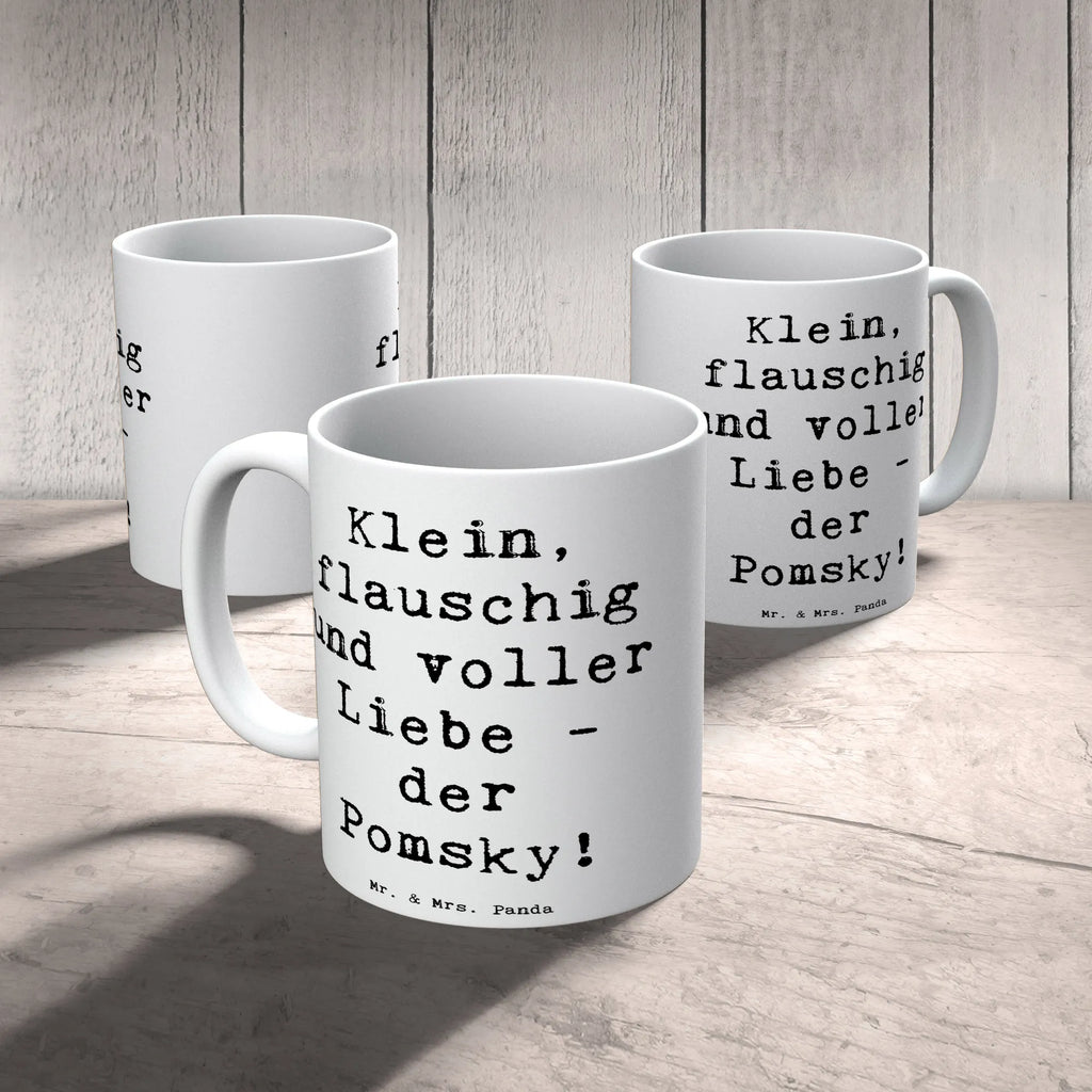 Mug Saying Klein, flauschig und voller Liebe - der Pomsky! Tasse, Bürotasse, Tasse mit Motiven, Porzellantasse, Keramiktasse, Teetasse, Kaffeetasse, Tasse mit Zitaten, Geschenktasse, Hund, Hunderasse, Rassehund, Hundebesitzer, Geschenk, Tierfreund, Schenken, Welpe