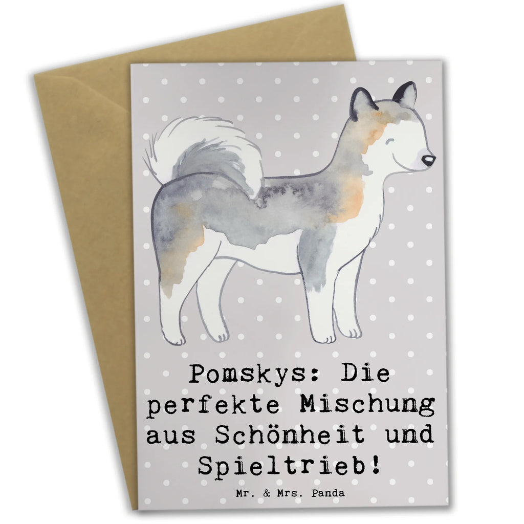 Grußkarte Pomsky Perfektion Ansichtskarten, Geburtstagskarte, Grußkarte, Hochzeitskarte, Klappkarte, Einladungskarte, Glückwunschkarte, Karte, Hund, Hunderasse, Rassehund, Hundebesitzer, Geschenk, Tierfreund, Schenken, Welpe