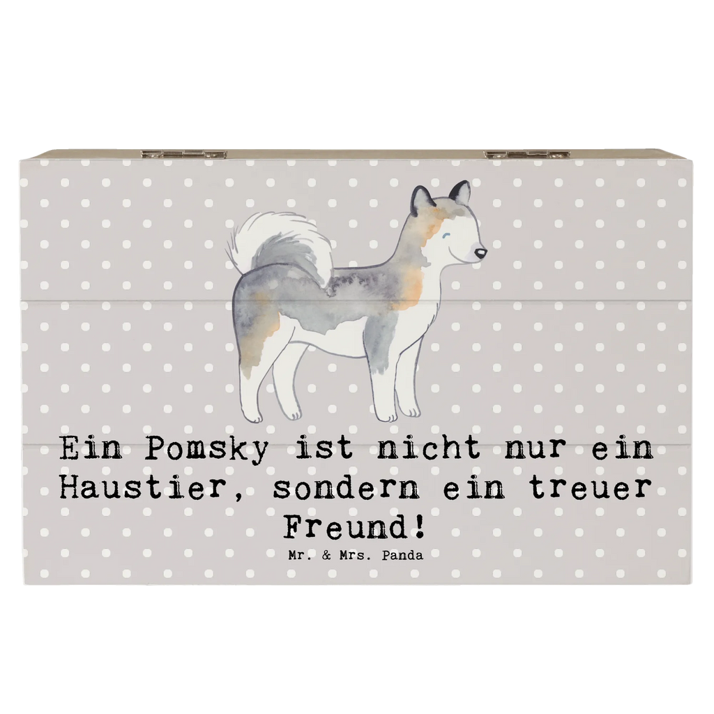 Holzkiste Pomsky Freund Schatzkiste, Truhe, Erinnerungskiste, Kiste, Aufbewahrungsbox, Holzkiste, Geschenkbox, Erinnerungsbox, Schatulle, Geschenkdose, Dekokiste, XXL, Hund, Hunderasse, Rassehund, Hundebesitzer, Geschenk, Tierfreund, Schenken, Welpe