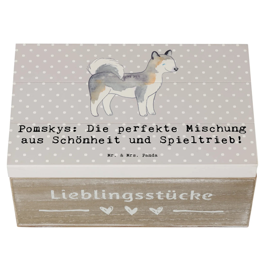 Holzkiste Pomsky Perfektion Geschenkbox, Schatulle, Erinnerungskiste, Aufbewahrungsbox, XXL, Dekokiste, Truhe, Kiste, Erinnerungsbox, Schatzkiste, Geschenkdose, Holzkiste, Hund, Hunderasse, Rassehund, Hundebesitzer, Geschenk, Tierfreund, Schenken, Welpe