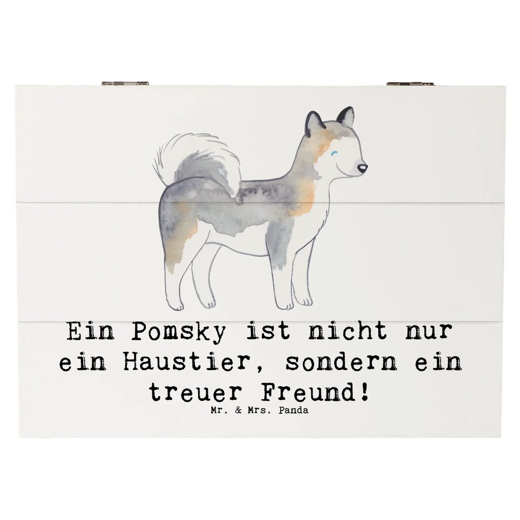 Holzkiste Pomsky Freund Schatzkiste, Truhe, Erinnerungskiste, Kiste, Aufbewahrungsbox, Holzkiste, Geschenkbox, Erinnerungsbox, Schatulle, Geschenkdose, Dekokiste, XXL, Hund, Hunderasse, Rassehund, Hundebesitzer, Geschenk, Tierfreund, Schenken, Welpe