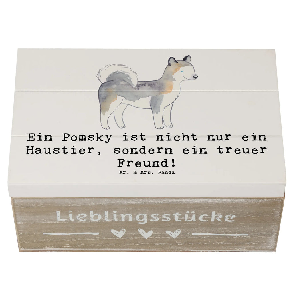 Holzkiste Pomsky Freund Schatzkiste, Truhe, Erinnerungskiste, Kiste, Aufbewahrungsbox, Holzkiste, Geschenkbox, Erinnerungsbox, Schatulle, Geschenkdose, Dekokiste, XXL, Hund, Hunderasse, Rassehund, Hundebesitzer, Geschenk, Tierfreund, Schenken, Welpe