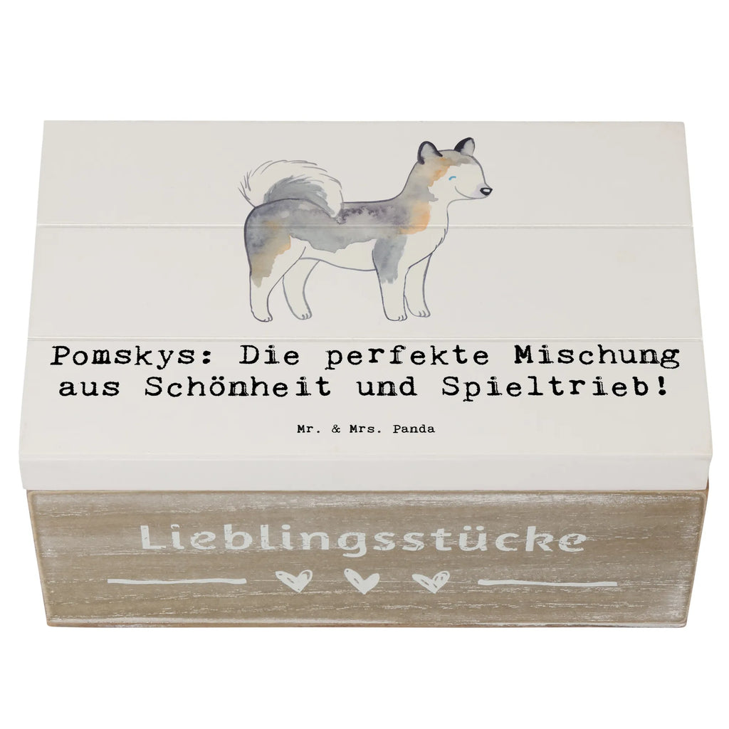 Holzkiste Pomsky Perfektion Geschenkbox, Schatulle, Erinnerungskiste, Aufbewahrungsbox, XXL, Dekokiste, Truhe, Kiste, Erinnerungsbox, Schatzkiste, Geschenkdose, Holzkiste, Hund, Hunderasse, Rassehund, Hundebesitzer, Geschenk, Tierfreund, Schenken, Welpe