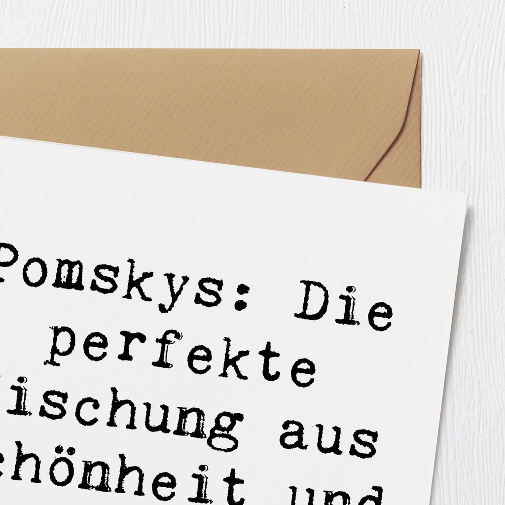 Deluxe Karte Spruch Pomsky Perfektion Hochwertige Grußkarte, Grußkarte, Karte, Glückwunschkarte, Hochzeitskarte, Klappkarte, Hochwertige Klappkarte, Geburtstagskarte, Einladungskarte, Hund, Hunderasse, Rassehund, Hundebesitzer, Geschenk, Tierfreund, Schenken, Welpe