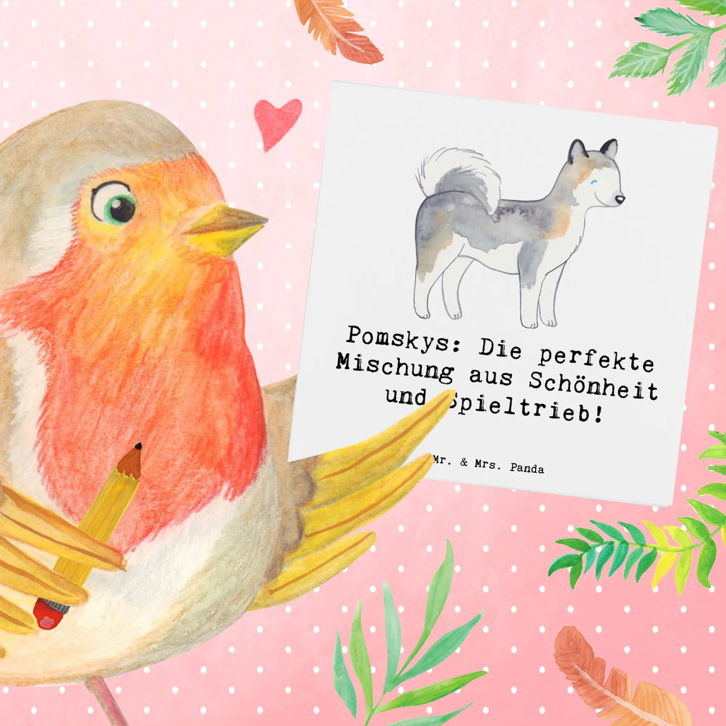 Deluxe Karte Pomsky Perfektion Grußkarte, Geburtstagskarte, Hochwertige Klappkarte, Hochzeitskarte, Hochwertige Grußkarte, Einladungskarte, Glückwunschkarte, Klappkarte, Karte, Hund, Hunderasse, Rassehund, Hundebesitzer, Geschenk, Tierfreund, Schenken, Welpe