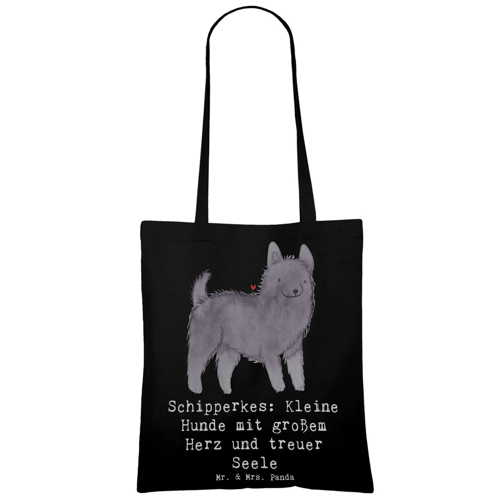 Tragetasche Schipperkes Herz Jutebeutel, Stofftasche, Jutetasche, Shopper, Beuteltasche, Einkaufstüte, Einkaufstasche, Strandtasche, Tragetasche, Badetasche, Laptoptasche, Umhängetasche, Tasche, Stoffbeutel, Beutel, Schultertasche, Hund, Hunderasse, Rassehund, Hundebesitzer, Geschenk, Tierfreund, Schenken, Welpe
