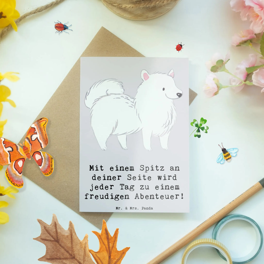 Grußkarte Freudiger Spitz Einladungskarte, Klappkarte, Ansichtskarten, Grußkarte, Karte, Glückwunschkarte, Geburtstagskarte, Hochzeitskarte, Hund, Hunderasse, Rassehund, Hundebesitzer, Geschenk, Tierfreund, Schenken, Welpe