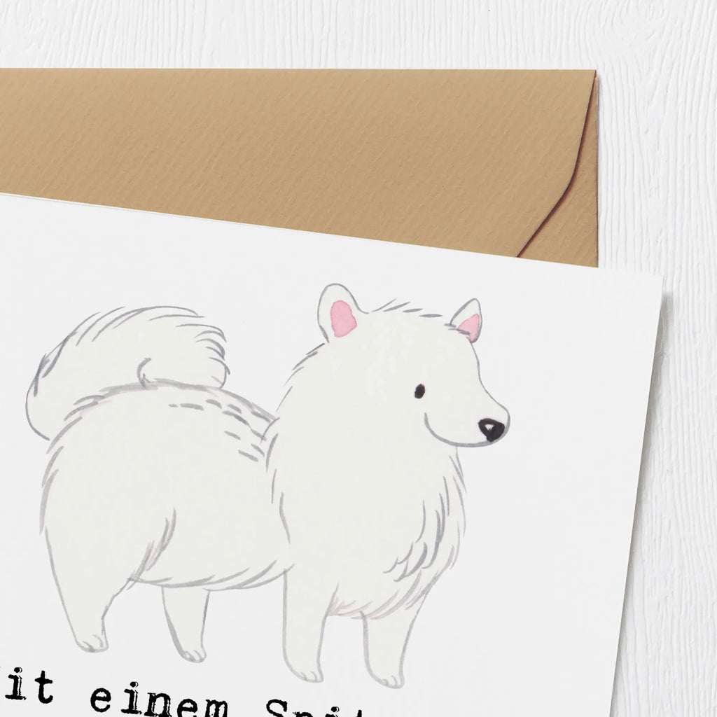 Deluxe Karte Freudiger Spitz Karte, Hochwertige Grußkarte, Geburtstagskarte, Hochzeitskarte, Einladungskarte, Klappkarte, Glückwunschkarte, Grußkarte, Hochwertige Klappkarte, Hund, Hunderasse, Rassehund, Hundebesitzer, Geschenk, Tierfreund, Schenken, Welpe