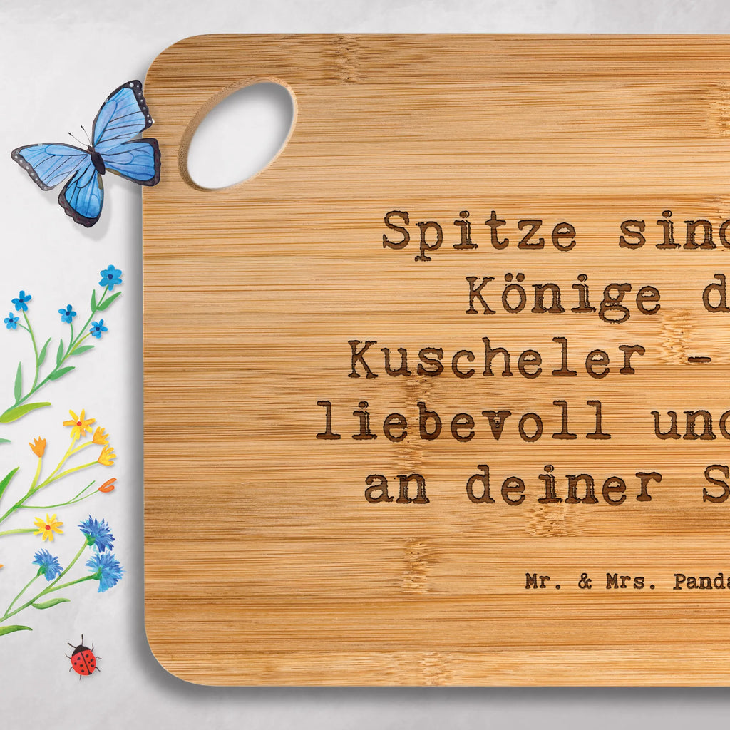 Bambus - deska do krojenia Przysłowie Spitze sind die Könige der Kuscheler - treu, liebevoll und immer an deiner Seite! Pies, rasa psa, pies rasowy, właściciel psa, prezent, miłośnik zwierząt, dawanie, szczeniak