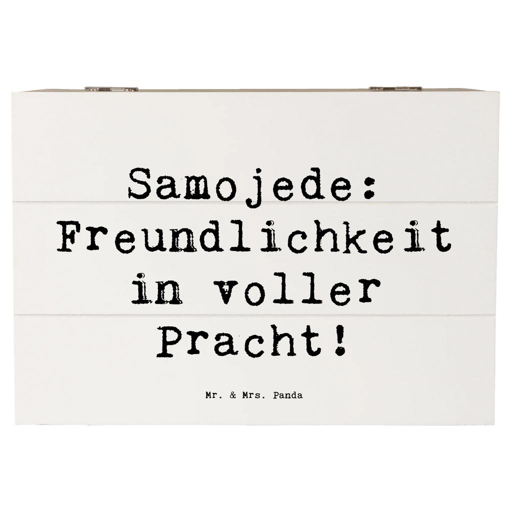 Wooden chest Saying Samojede: Freundlichkeit in voller Pracht! Dekokiste, Aufbewahrungsbox, Erinnerungskiste, XXL, Erinnerungsbox, Geschenkbox, Schatzkiste, Geschenkdose, Holzkiste, Truhe, Kiste, Schatulle, Hund, Hunderasse, Rassehund, Hundebesitzer, Geschenk, Tierfreund, Schenken, Welpe