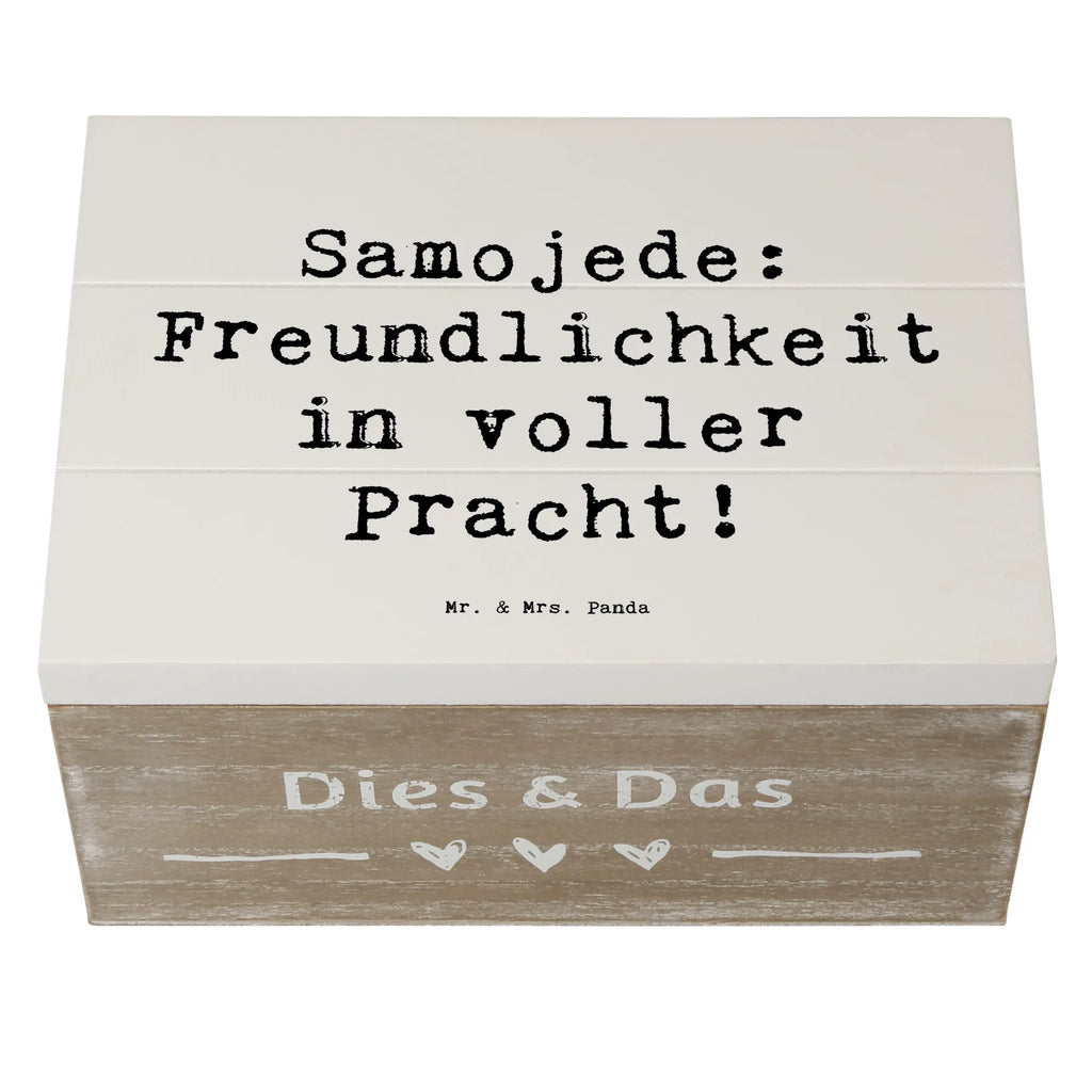 Wooden chest Saying Samojede: Freundlichkeit in voller Pracht! Dekokiste, Aufbewahrungsbox, Erinnerungskiste, XXL, Erinnerungsbox, Geschenkbox, Schatzkiste, Geschenkdose, Holzkiste, Truhe, Kiste, Schatulle, Hund, Hunderasse, Rassehund, Hundebesitzer, Geschenk, Tierfreund, Schenken, Welpe