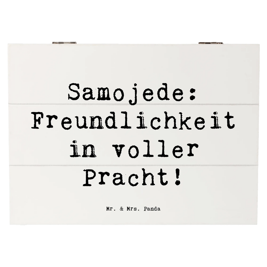 Wooden chest Saying Samojede: Freundlichkeit in voller Pracht! Dekokiste, Aufbewahrungsbox, Erinnerungskiste, XXL, Erinnerungsbox, Geschenkbox, Schatzkiste, Geschenkdose, Holzkiste, Truhe, Kiste, Schatulle, Hund, Hunderasse, Rassehund, Hundebesitzer, Geschenk, Tierfreund, Schenken, Welpe