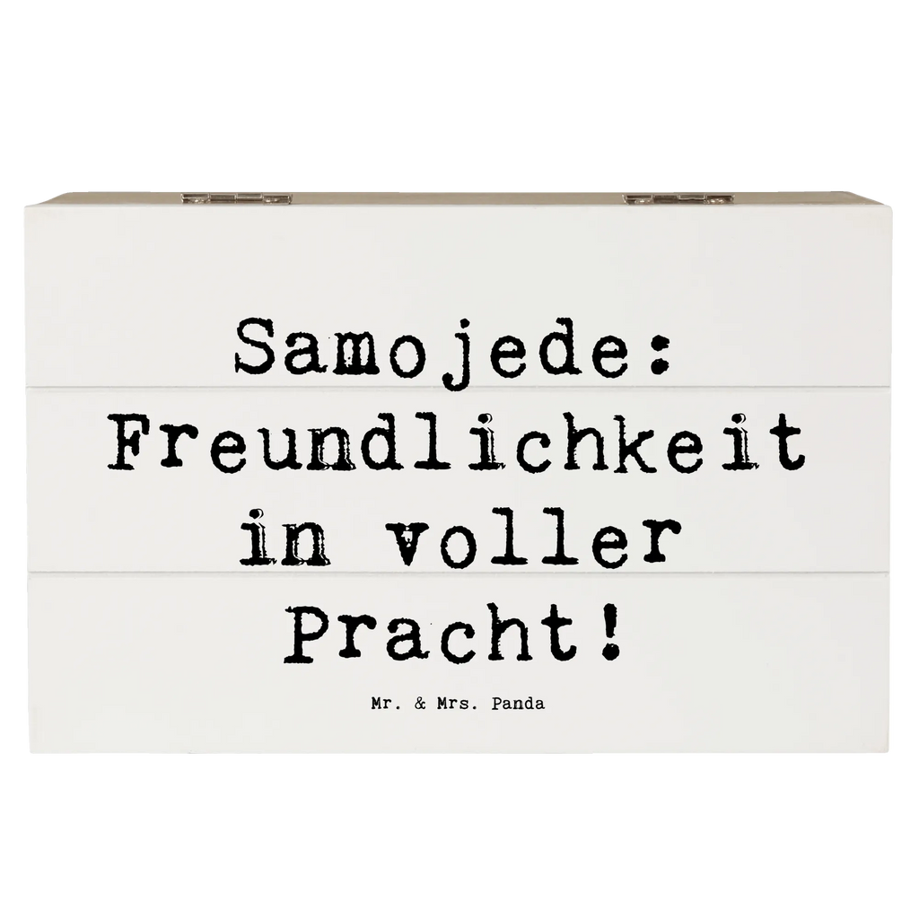 Wooden chest Saying Samojede: Freundlichkeit in voller Pracht! Dekokiste, Aufbewahrungsbox, Erinnerungskiste, XXL, Erinnerungsbox, Geschenkbox, Schatzkiste, Geschenkdose, Holzkiste, Truhe, Kiste, Schatulle, Hund, Hunderasse, Rassehund, Hundebesitzer, Geschenk, Tierfreund, Schenken, Welpe