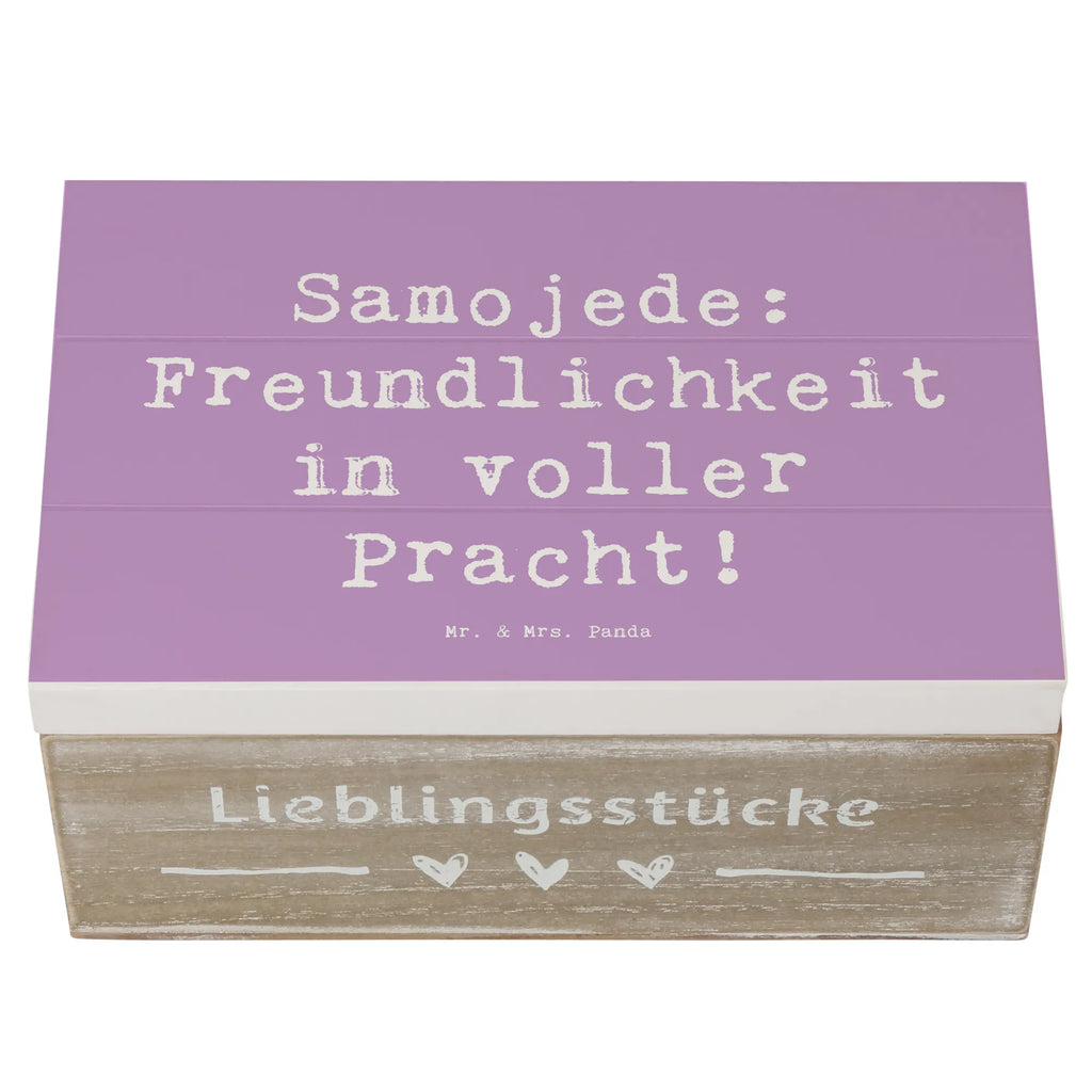 Wooden chest Saying Samojede: Freundlichkeit in voller Pracht! Dekokiste, Aufbewahrungsbox, Erinnerungskiste, XXL, Erinnerungsbox, Geschenkbox, Schatzkiste, Geschenkdose, Holzkiste, Truhe, Kiste, Schatulle, Hund, Hunderasse, Rassehund, Hundebesitzer, Geschenk, Tierfreund, Schenken, Welpe