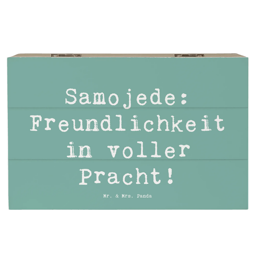 Wooden chest Saying Samojede: Freundlichkeit in voller Pracht! Dekokiste, Aufbewahrungsbox, Erinnerungskiste, XXL, Erinnerungsbox, Geschenkbox, Schatzkiste, Geschenkdose, Holzkiste, Truhe, Kiste, Schatulle, Hund, Hunderasse, Rassehund, Hundebesitzer, Geschenk, Tierfreund, Schenken, Welpe