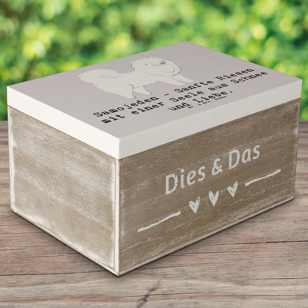 Wooden chest Samojeden - Sanfte Riesen mit einer Seele aus Schnee und Liebe. Schatzkiste, Erinnerungsbox, Kiste, Geschenkdose, Erinnerungskiste, Geschenkbox, Dekokiste, Holzkiste, XXL, Aufbewahrungsbox, Truhe, Schatulle, Hund, Hunderasse, Rassehund, Hundebesitzer, Geschenk, Tierfreund, Schenken, Welpe