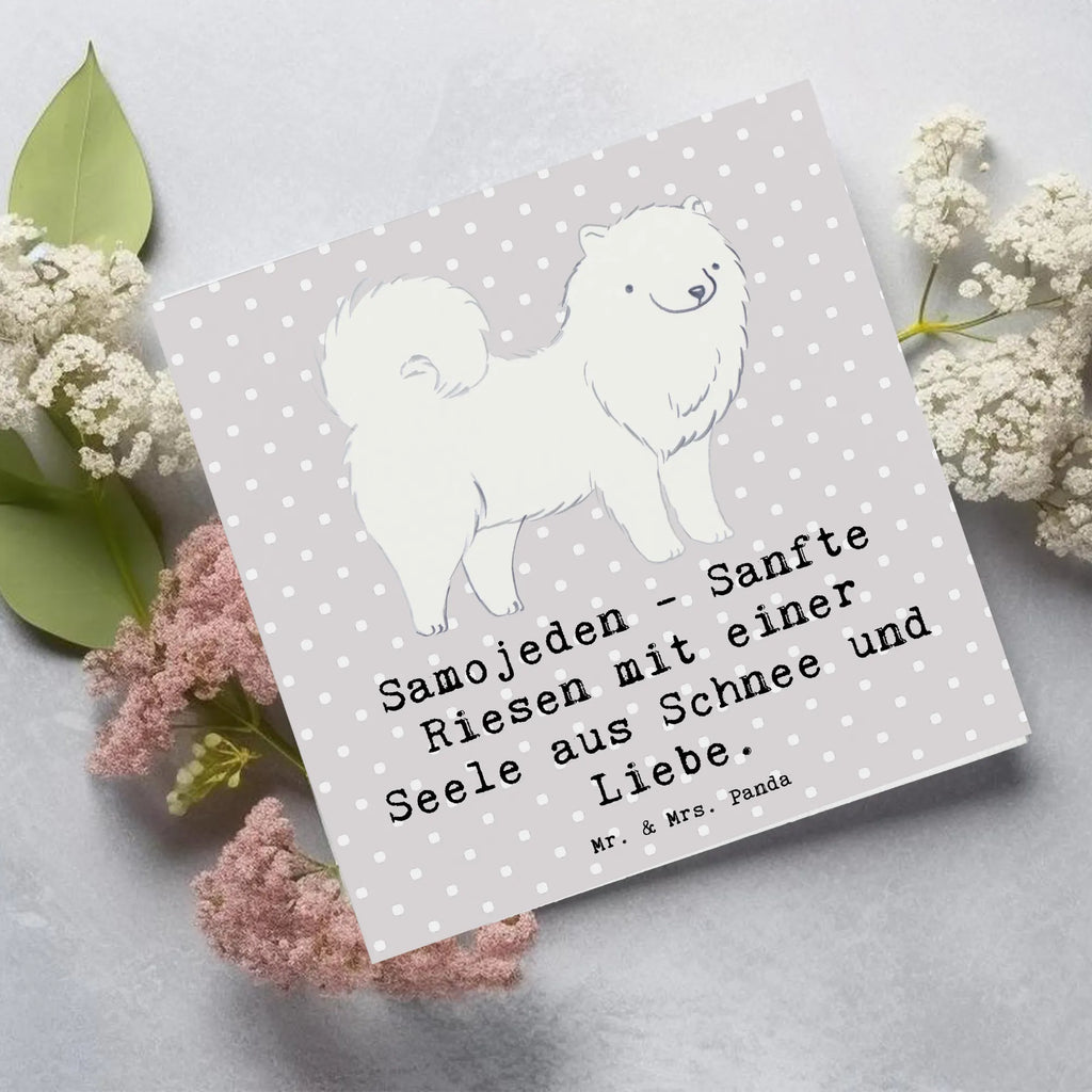 Deluxe Card Samojeden - Sanfte Riesen mit einer Seele aus Schnee und Liebe. Glückwunschkarte, Grußkarte, Hochzeitskarte, Hochwertige Klappkarte, Einladungskarte, Geburtstagskarte, Hochwertige Grußkarte, Karte, Klappkarte, Hund, Hunderasse, Rassehund, Hundebesitzer, Geschenk, Tierfreund, Schenken, Welpe