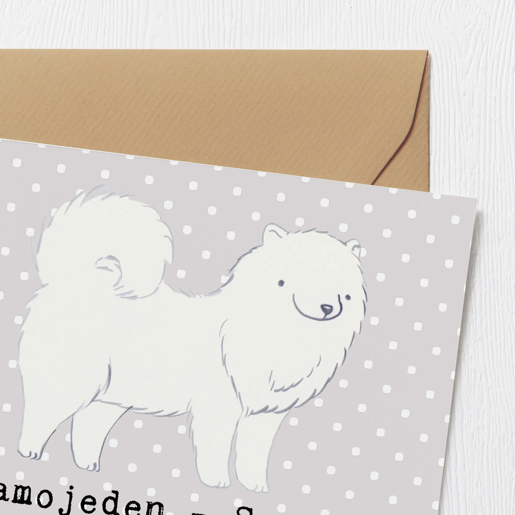 Deluxe Card Samojeden - Sanfte Riesen mit einer Seele aus Schnee und Liebe. Glückwunschkarte, Grußkarte, Hochzeitskarte, Hochwertige Klappkarte, Einladungskarte, Geburtstagskarte, Hochwertige Grußkarte, Karte, Klappkarte, Hund, Hunderasse, Rassehund, Hundebesitzer, Geschenk, Tierfreund, Schenken, Welpe