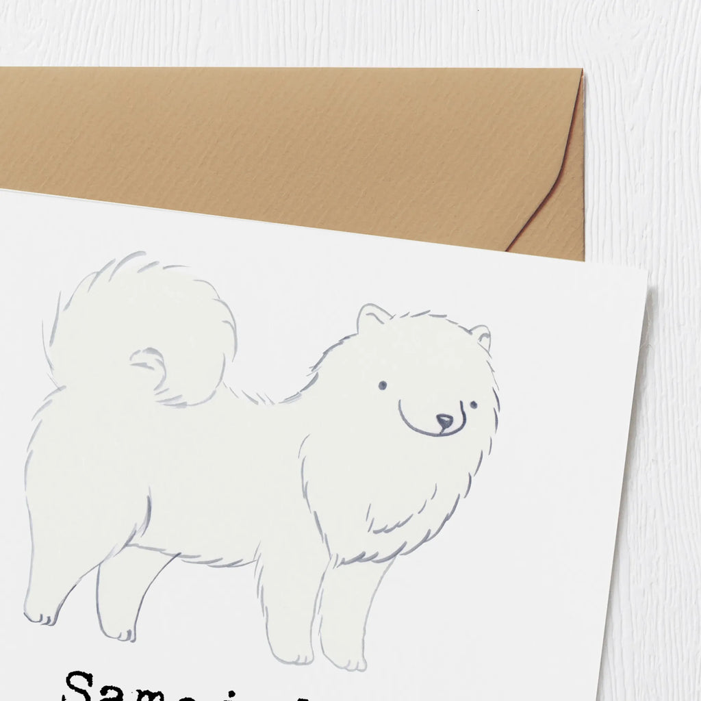 Deluxe Karte Samojede Freundlichkeit Einladungskarte, Klappkarte, Hochwertige Klappkarte, Karte, Hochzeitskarte, Glückwunschkarte, Hochwertige Grußkarte, Grußkarte, Geburtstagskarte, Hund, Hunderasse, Rassehund, Hundebesitzer, Geschenk, Tierfreund, Schenken, Welpe