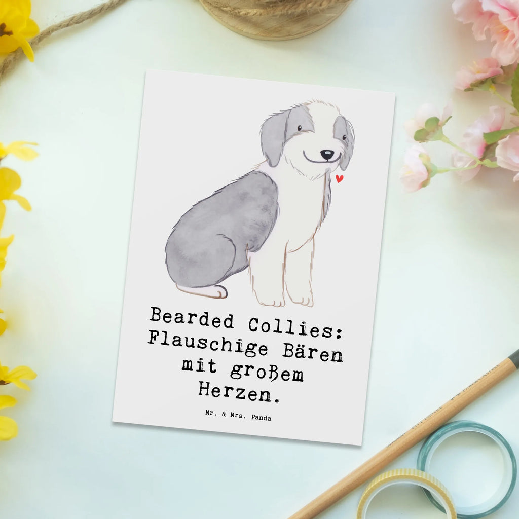 Postcard Bearded Collies: Flauschige Bären mit großem Herzen. Grußkarte, Geschenkkarte, Ansichtskarten, Ansichtskarte, Dankeskarte, Einladungskarte, Einladungskarten Geburtstag, Postkarte, Einladung Geburtstag, Geburtstagskarte, Karte, Einladung, Hund, Hunderasse, Rassehund, Hundebesitzer, Geschenk, Tierfreund, Schenken, Welpe