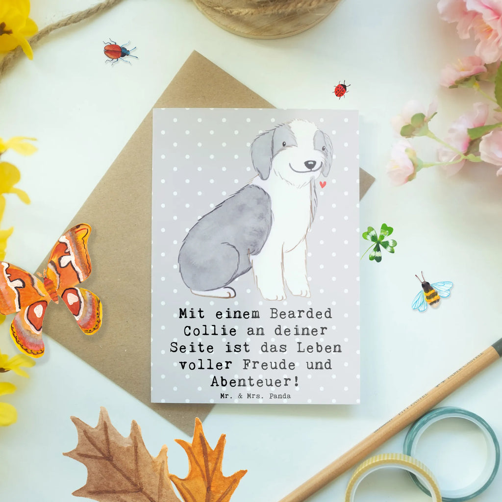 Grußkarte Bearded Collie Freund Karte, Geburtstagskarte, Glückwunschkarte, Ansichtskarten, Hochzeitskarte, Einladungskarte, Grußkarte, Klappkarte, Hund, Hunderasse, Rassehund, Hundebesitzer, Geschenk, Tierfreund, Schenken, Welpe