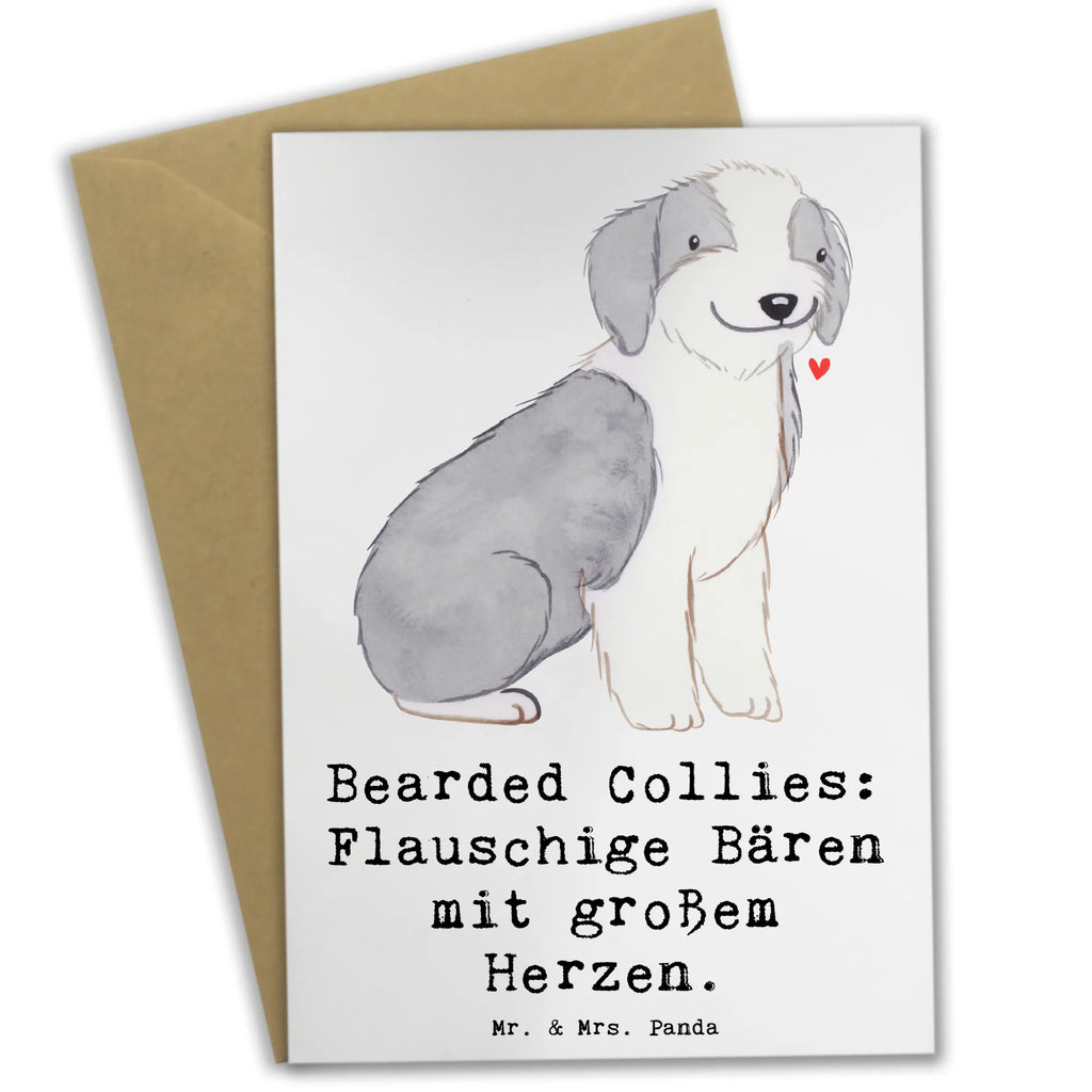 Greetings card Bearded Collies: Flauschige Bären mit großem Herzen. Grußkarte, Ansichtskarten, Karte, Hochzeitskarte, Einladungskarte, Geburtstagskarte, Glückwunschkarte, Klappkarte, Hund, Hunderasse, Rassehund, Hundebesitzer, Geschenk, Tierfreund, Schenken, Welpe