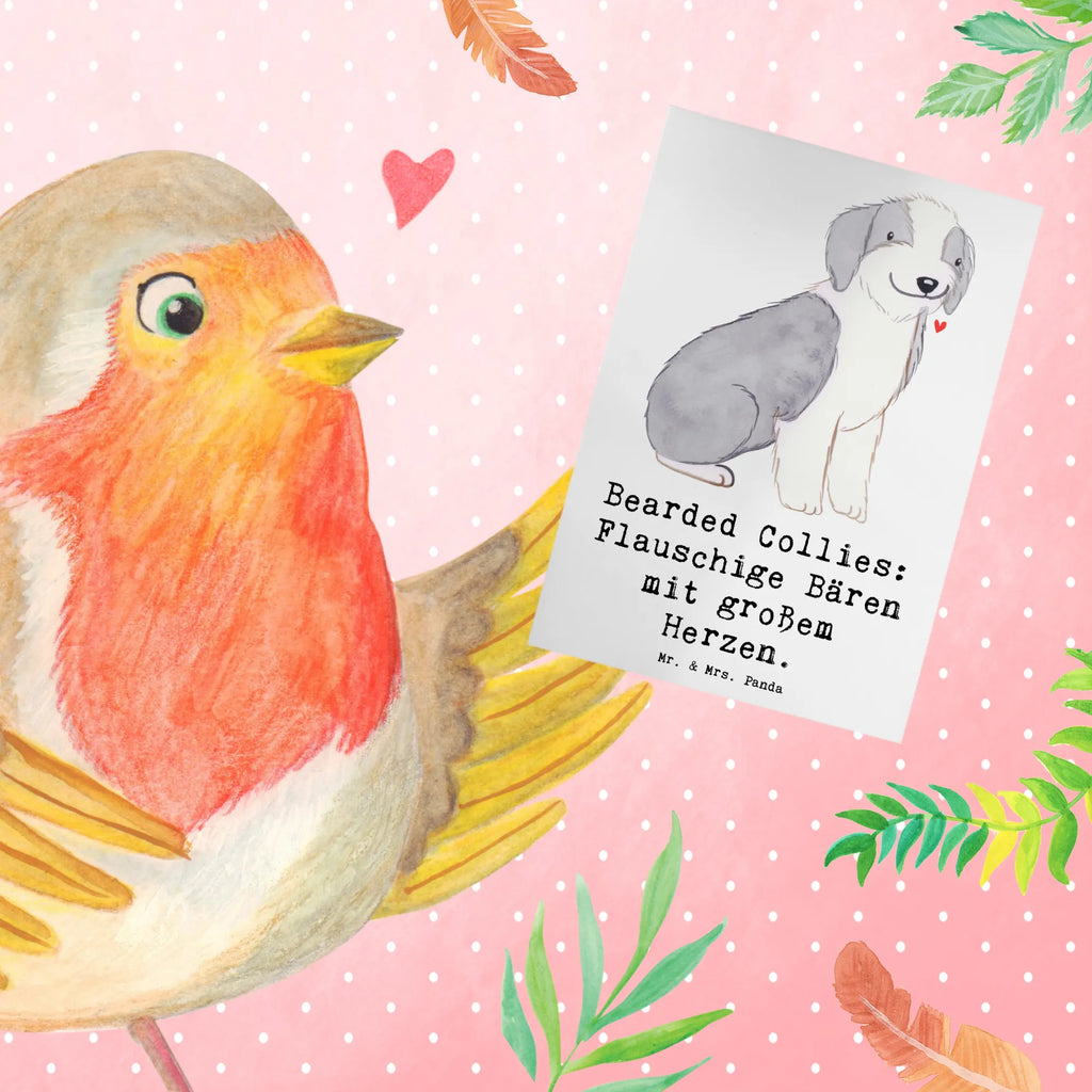 Greetings card Bearded Collies: Flauschige Bären mit großem Herzen. Grußkarte, Ansichtskarten, Karte, Hochzeitskarte, Einladungskarte, Geburtstagskarte, Glückwunschkarte, Klappkarte, Hund, Hunderasse, Rassehund, Hundebesitzer, Geschenk, Tierfreund, Schenken, Welpe
