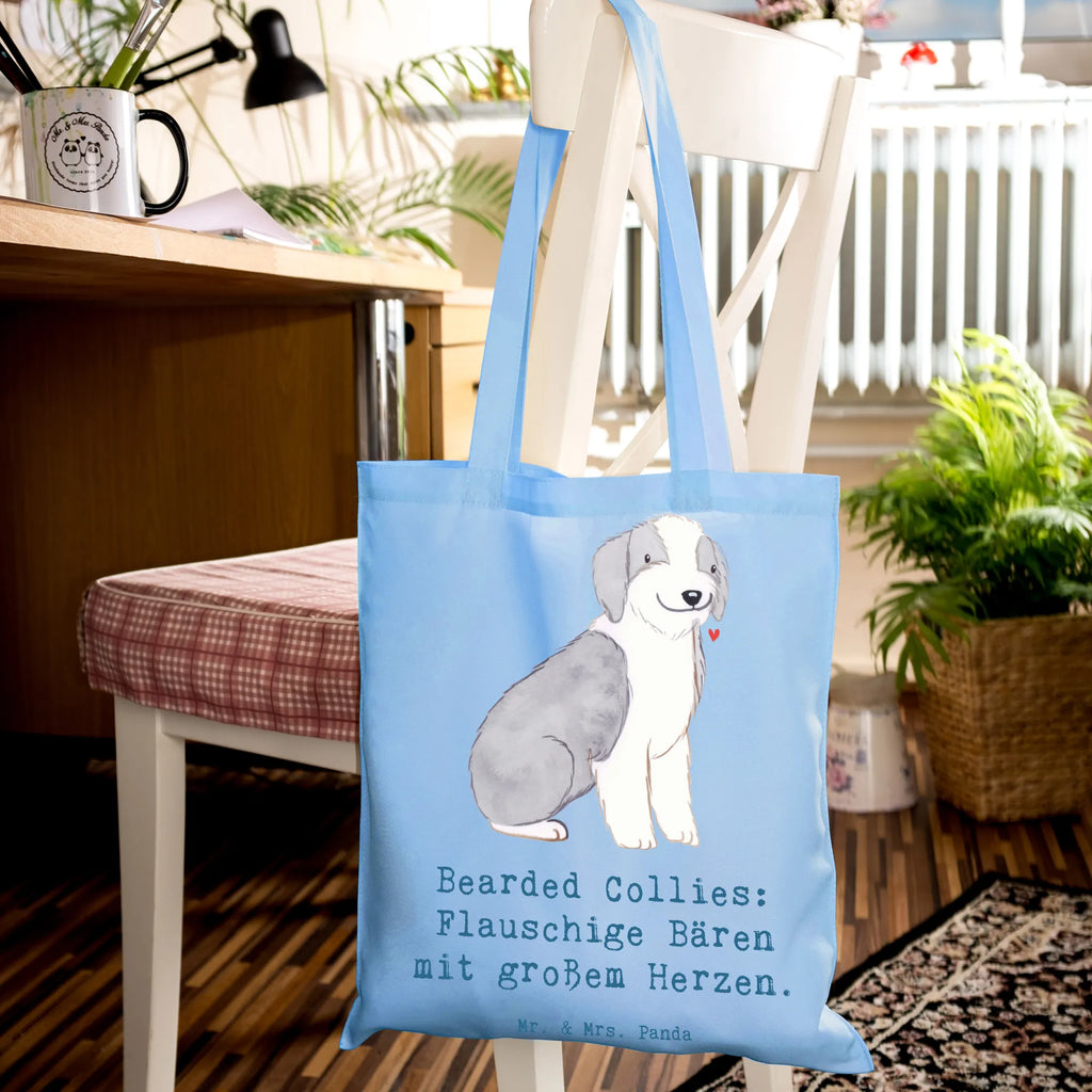 Tote bag Bearded Collies: Flauschige Bären mit großem Herzen. Strandtasche, Schultertasche, Umhängetasche, Beuteltasche, Tasche, Einkaufstasche, Einkaufstüte, Jutebeutel, Shopper, Tragetasche, Stofftasche, Beutel, Badetasche, Laptoptasche, Stoffbeutel, Jutetasche, Hund, Hunderasse, Rassehund, Hundebesitzer, Geschenk, Tierfreund, Schenken, Welpe