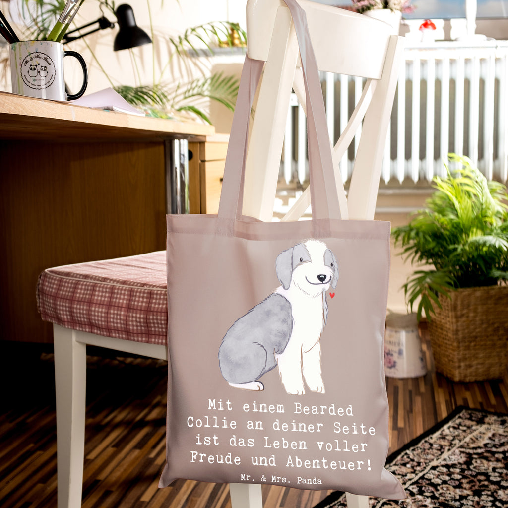Tragetasche Bearded Collie Freund Jutebeutel, Strandtasche, Schultertasche, Beutel, Laptoptasche, Stofftasche, Einkaufstasche, Badetasche, Shopper, Tragetasche, Umhängetasche, Beuteltasche, Tasche, Stoffbeutel, Jutetasche, Einkaufstüte, Hund, Hunderasse, Rassehund, Hundebesitzer, Geschenk, Tierfreund, Schenken, Welpe