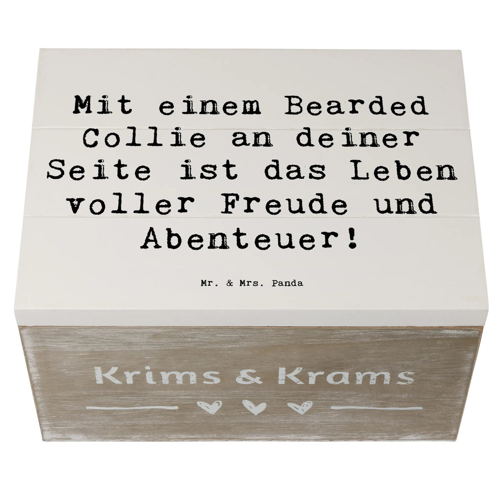 Wooden chest Saying Mit einem Bearded Collie an deiner Seite ist das Leben voller Freude und Abenteuer! Holzkiste, Kiste, Geschenkdose, Erinnerungsbox, Schatulle, XXL, Dekokiste, Aufbewahrungsbox, Truhe, Erinnerungskiste, Schatzkiste, Geschenkbox, Hund, Hunderasse, Rassehund, Hundebesitzer, Geschenk, Tierfreund, Schenken, Welpe