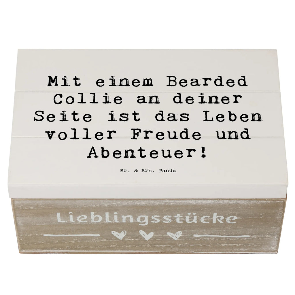 Wooden chest Saying Mit einem Bearded Collie an deiner Seite ist das Leben voller Freude und Abenteuer! Holzkiste, Kiste, Geschenkdose, Erinnerungsbox, Schatulle, XXL, Dekokiste, Aufbewahrungsbox, Truhe, Erinnerungskiste, Schatzkiste, Geschenkbox, Hund, Hunderasse, Rassehund, Hundebesitzer, Geschenk, Tierfreund, Schenken, Welpe