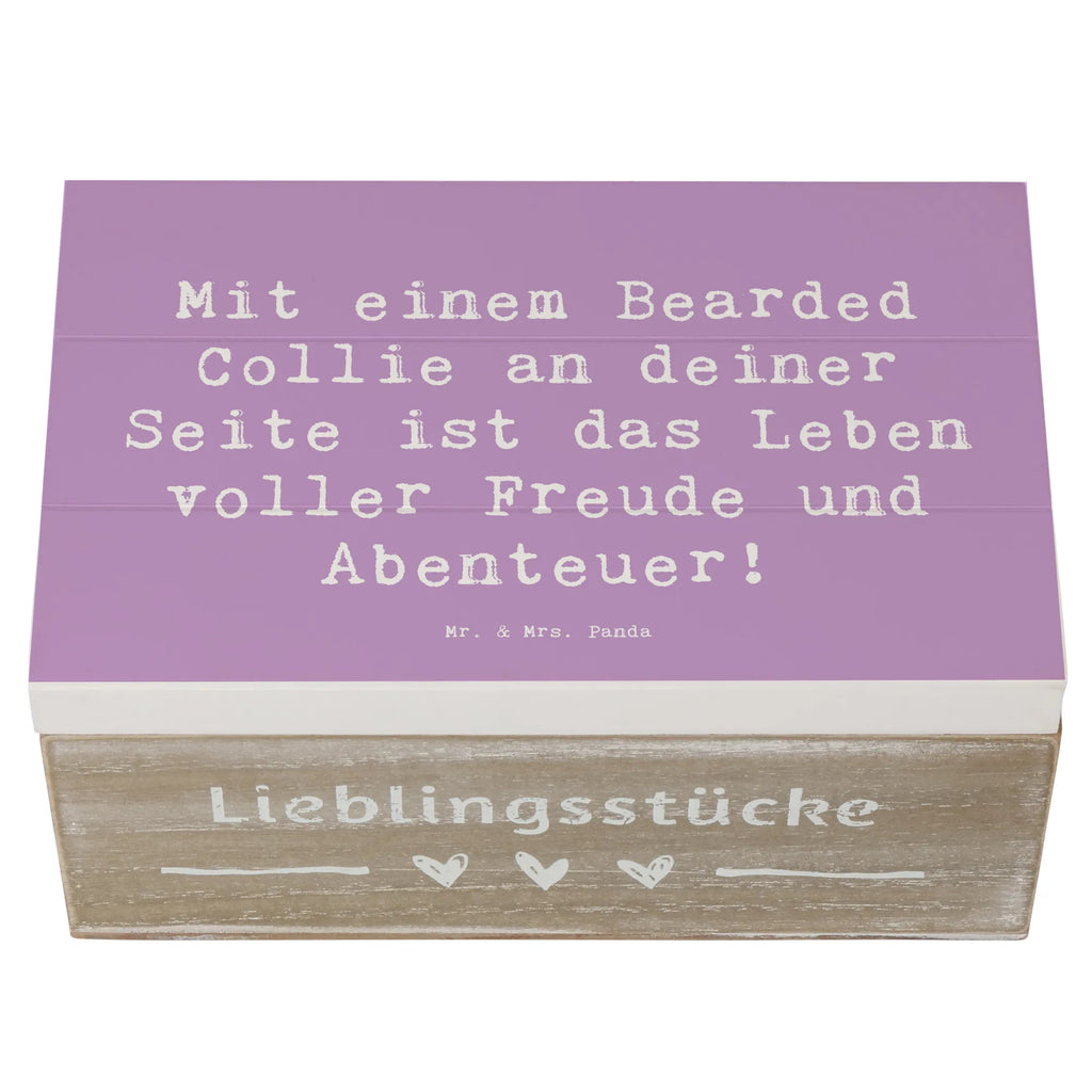 Wooden chest Saying Mit einem Bearded Collie an deiner Seite ist das Leben voller Freude und Abenteuer! Holzkiste, Kiste, Geschenkdose, Erinnerungsbox, Schatulle, XXL, Dekokiste, Aufbewahrungsbox, Truhe, Erinnerungskiste, Schatzkiste, Geschenkbox, Hund, Hunderasse, Rassehund, Hundebesitzer, Geschenk, Tierfreund, Schenken, Welpe