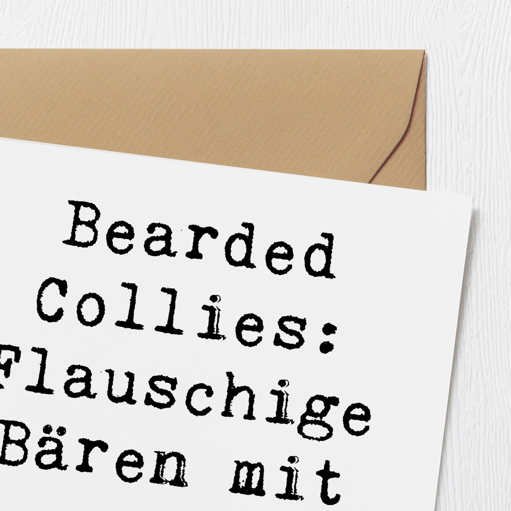 Deluxe Karte Spruch Bearded Collie Bärenherz Klappkarte, Hochwertige Grußkarte, Hochzeitskarte, Geburtstagskarte, Einladungskarte, Karte, Hochwertige Klappkarte, Glückwunschkarte, Grußkarte, Hund, Hunderasse, Rassehund, Hundebesitzer, Geschenk, Tierfreund, Schenken, Welpe