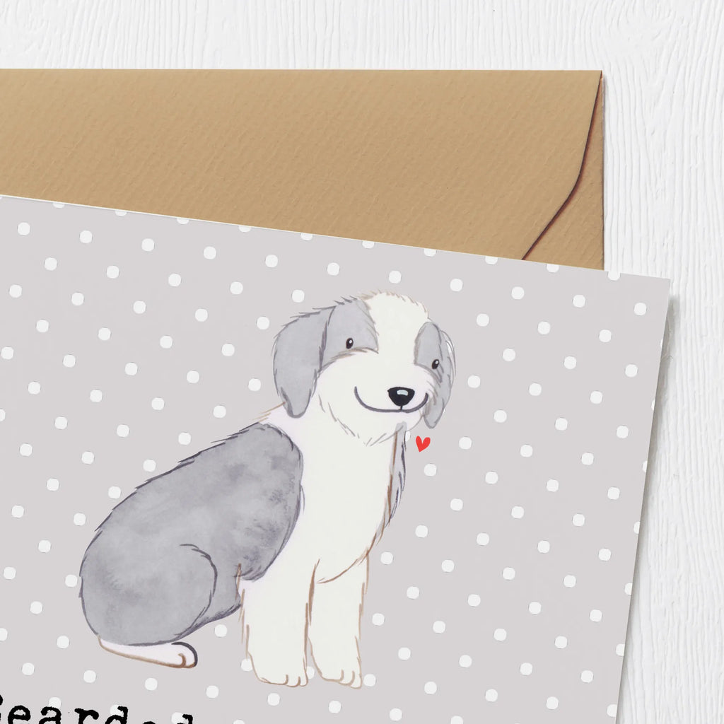 Deluxe Karte Bearded Collie Bärenherz Hochzeitskarte, Hochwertige Grußkarte, Grußkarte, Glückwunschkarte, Karte, Klappkarte, Hochwertige Klappkarte, Geburtstagskarte, Einladungskarte, Hund, Hunderasse, Rassehund, Hundebesitzer, Geschenk, Tierfreund, Schenken, Welpe