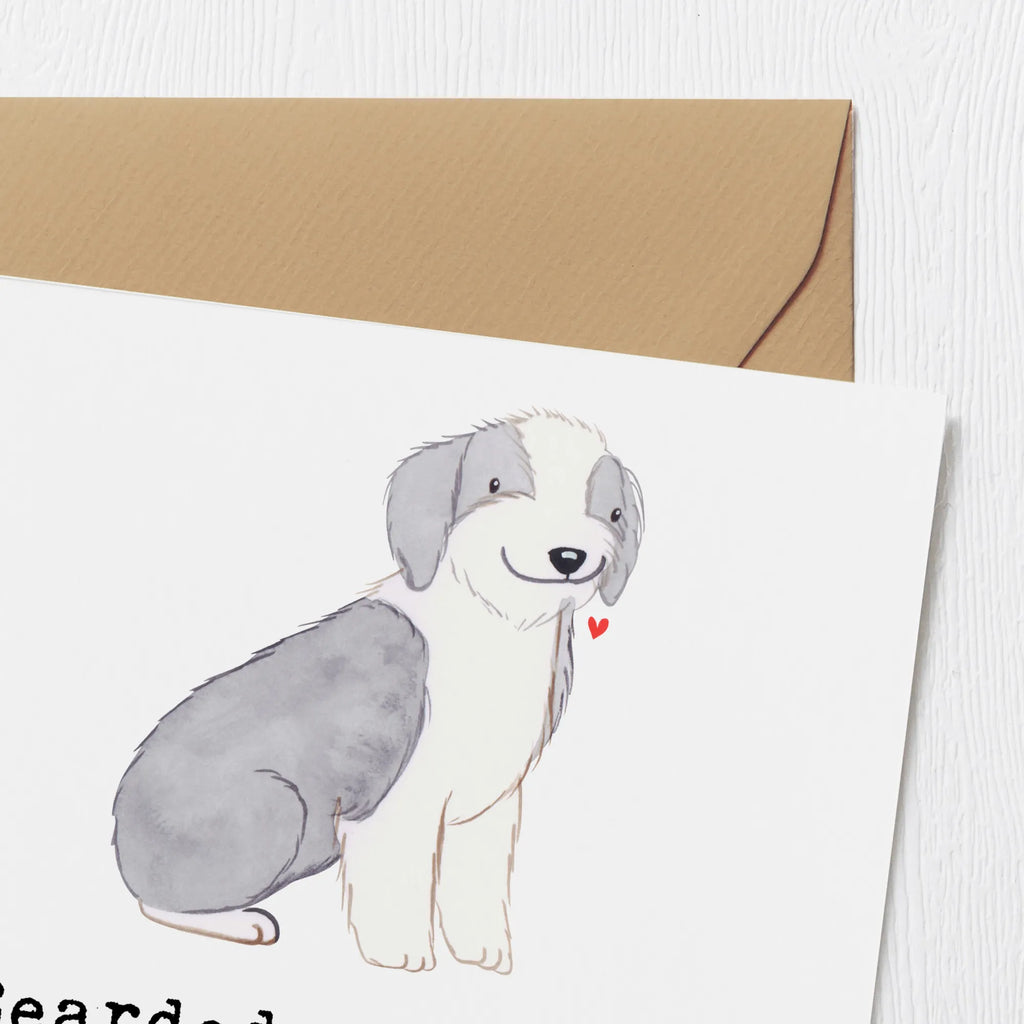 Deluxe Karte Bearded Collie Bärenherz Hochzeitskarte, Hochwertige Grußkarte, Grußkarte, Glückwunschkarte, Karte, Klappkarte, Hochwertige Klappkarte, Geburtstagskarte, Einladungskarte, Hund, Hunderasse, Rassehund, Hundebesitzer, Geschenk, Tierfreund, Schenken, Welpe