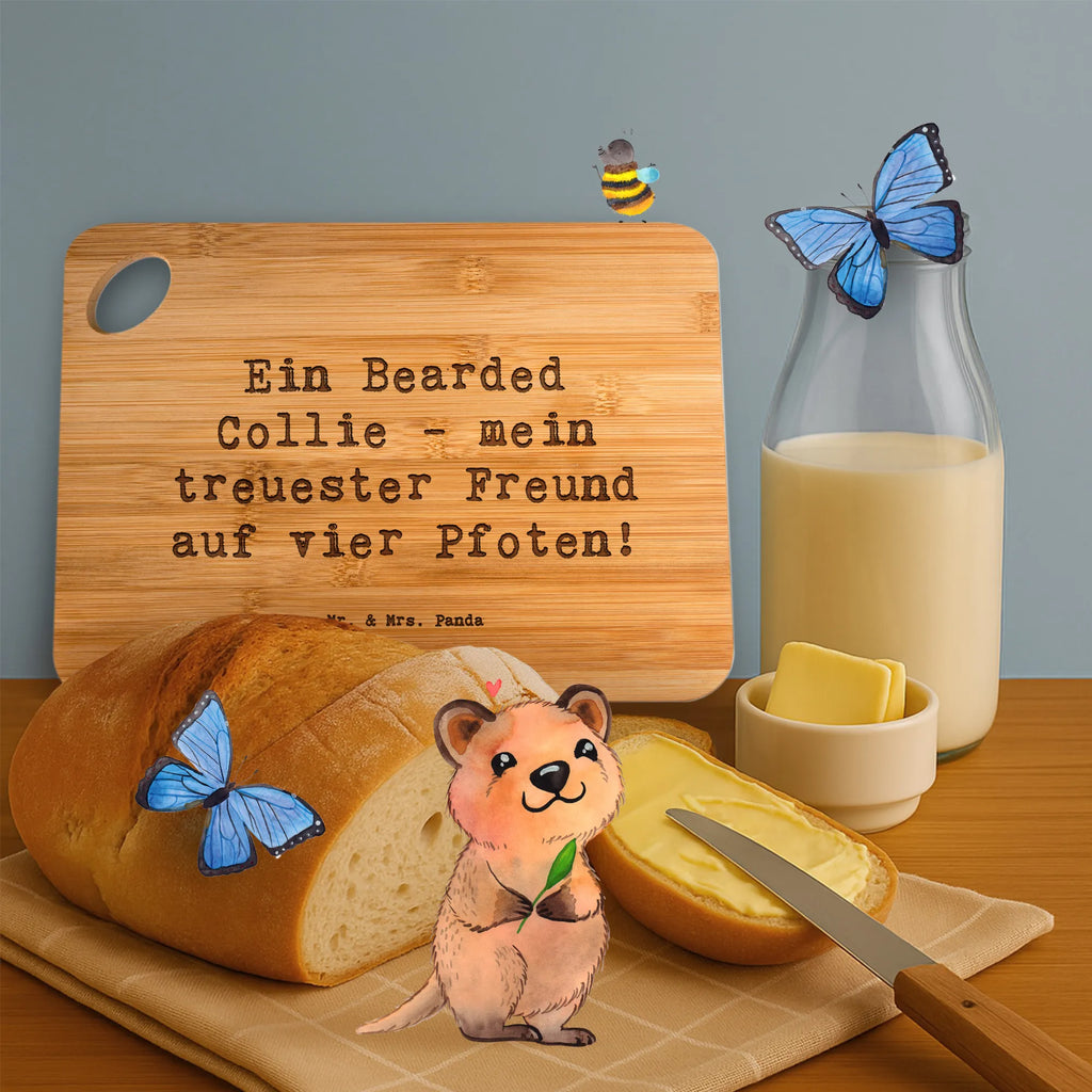 Bamboo chopping board Saying Ein Bearded Collie - mein treuester Freund auf vier Pfoten! solid, robust, breakfast, kitchen, slices, engraving, kitchen board, cutting block, wood, board, nature, dulcimer, cutting board, bamboo, carving board, breakfast board, Dog, dog breed, purebred dog, dog owner, gift, animal lover, giving, puppy