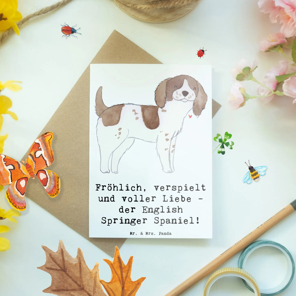 Greetings card Fröhlich, verspielt und voller Liebe - der English Springer Spaniel! Grußkarte, Hochzeitskarte, Karte, Ansichtskarten, Geburtstagskarte, Einladungskarte, Glückwunschkarte, Klappkarte, Hund, Hunderasse, Rassehund, Hundebesitzer, Geschenk, Tierfreund, Schenken, Welpe
