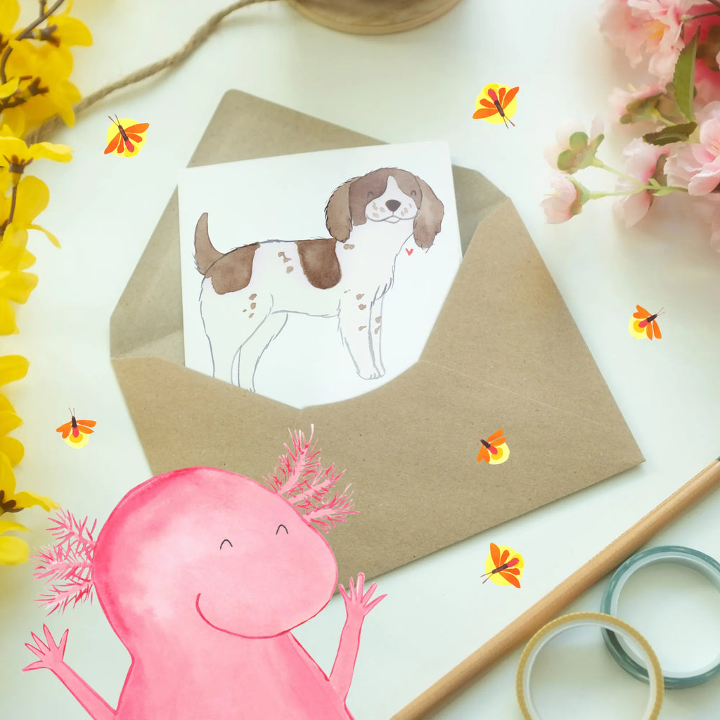 Greetings card Mit einem English Springer Spaniel hast du nie einen langweiligen Moment! Karte, Einladungskarte, Grußkarte, Hochzeitskarte, Glückwunschkarte, Klappkarte, Ansichtskarten, Geburtstagskarte, Hund, Hunderasse, Rassehund, Hundebesitzer, Geschenk, Tierfreund, Schenken, Welpe