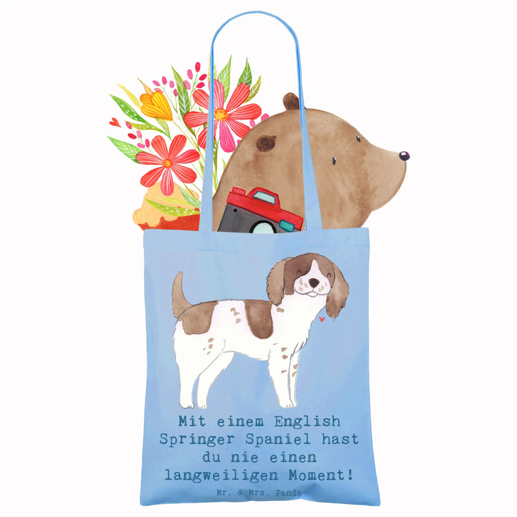 Tote bag Mit einem English Springer Spaniel hast du nie einen langweiligen Moment! Stofftasche, Beuteltasche, Strandtasche, Shopper, Stoffbeutel, Jutebeutel, Einkaufstüte, Tasche, Tragetasche, Jutetasche, Badetasche, Laptoptasche, Einkaufstasche, Beutel, Umhängetasche, Schultertasche, Hund, Hunderasse, Rassehund, Hundebesitzer, Geschenk, Tierfreund, Schenken, Welpe