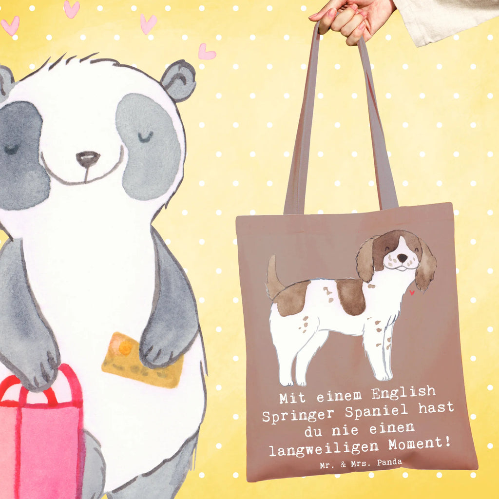 Tote bag Mit einem English Springer Spaniel hast du nie einen langweiligen Moment! Stofftasche, Beuteltasche, Strandtasche, Shopper, Stoffbeutel, Jutebeutel, Einkaufstüte, Tasche, Tragetasche, Jutetasche, Badetasche, Laptoptasche, Einkaufstasche, Beutel, Umhängetasche, Schultertasche, Hund, Hunderasse, Rassehund, Hundebesitzer, Geschenk, Tierfreund, Schenken, Welpe