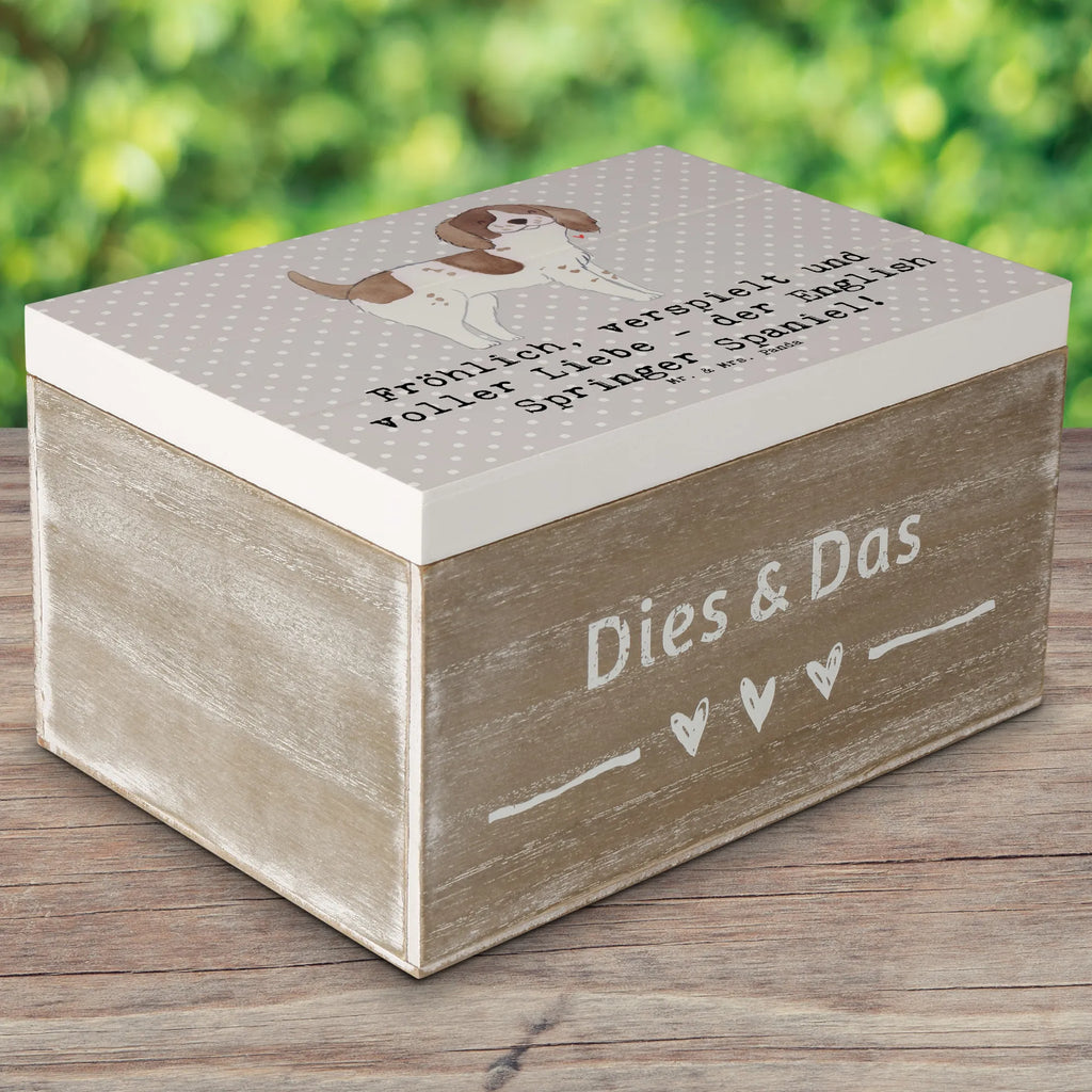 Wooden chest Fröhlich, verspielt und voller Liebe - der English Springer Spaniel! Holzkiste, Dekokiste, Kiste, Erinnerungsbox, Truhe, Schatulle, Erinnerungskiste, Geschenkdose, Schatzkiste, Geschenkbox, XXL, Aufbewahrungsbox, Hund, Hunderasse, Rassehund, Hundebesitzer, Geschenk, Tierfreund, Schenken, Welpe