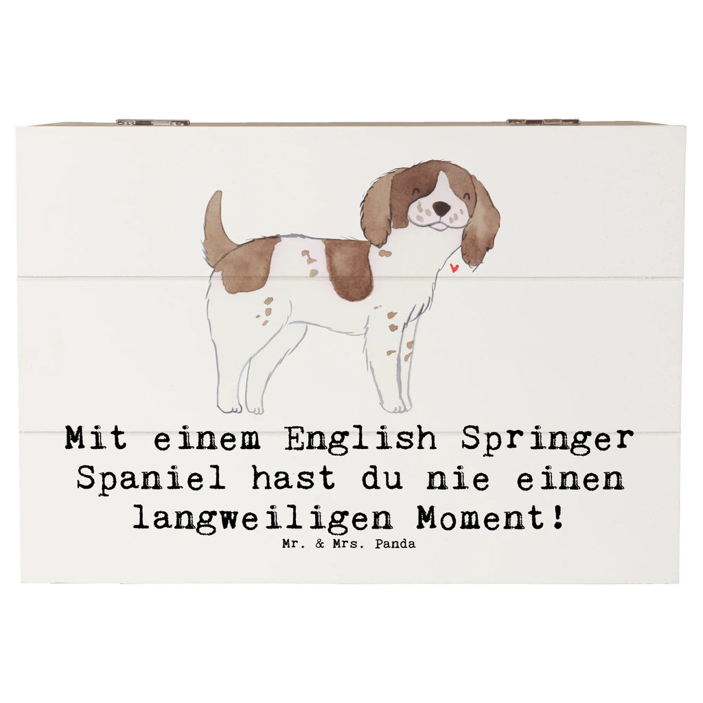 Wooden chest Mit einem English Springer Spaniel hast du nie einen langweiligen Moment! Dekokiste, Erinnerungsbox, Geschenkbox, Holzkiste, XXL, Erinnerungskiste, Schatulle, Kiste, Geschenkdose, Schatzkiste, Aufbewahrungsbox, Truhe, Hund, Hunderasse, Rassehund, Hundebesitzer, Geschenk, Tierfreund, Schenken, Welpe