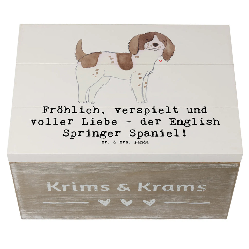 Wooden chest Fröhlich, verspielt und voller Liebe - der English Springer Spaniel! Holzkiste, Dekokiste, Kiste, Erinnerungsbox, Truhe, Schatulle, Erinnerungskiste, Geschenkdose, Schatzkiste, Geschenkbox, XXL, Aufbewahrungsbox, Hund, Hunderasse, Rassehund, Hundebesitzer, Geschenk, Tierfreund, Schenken, Welpe